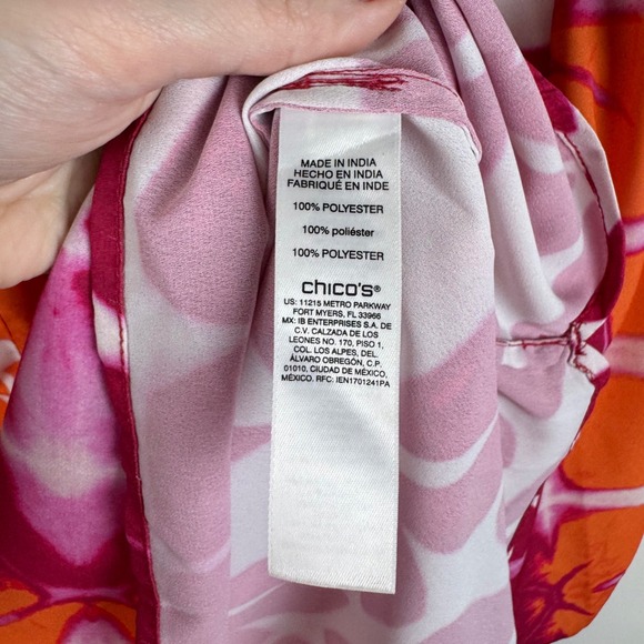 Chicos Tie Dye Abstract Blouse Size 3 XL V-Neck Colorful Vibrant Lightweight - Picture 7 of 10